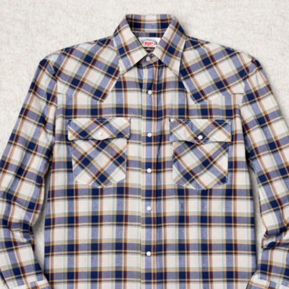 Levi's Other - Levi's Vintage 70's White Tab Western Workwear Pearl Snap Plaid Shirt Medium